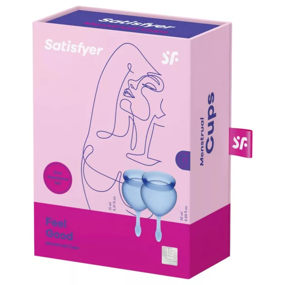 Satisfyer Feel Good - Silikon-Menstruationstassen-Set (blau, 2 Stück)