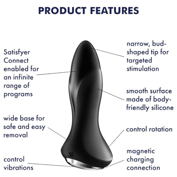 Satisfyer Rotator Plug 1 - perlenbesetzter Analvibrator (schwarz)