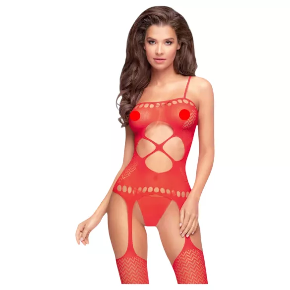 Penthouse Hot Nightfall - Wellenmuster, offenes Netz-Set (rot)