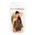 Penthouse Bombshell - Schimmerndes, durchsichtiges Kleid und Tanga (Schwarz) - M/L