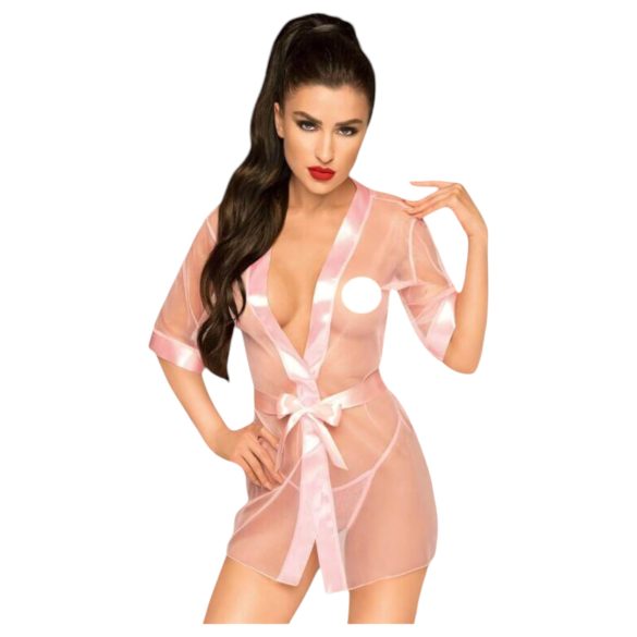 Penthouse Midnight Mirage - Satin-Morgenmantel und Tanga (Pink) - XL