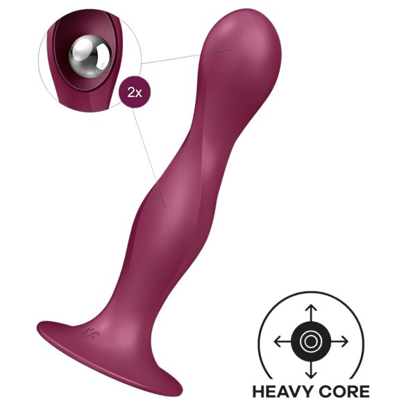 Satisfyer Double Ball-R - Gewichtetes Dildo mit Saugfuß (rot)