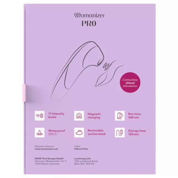 Womanizer Pro - Klitorisstimulator mit Druckwellen (pink)