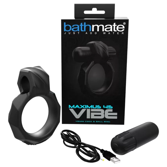 Bathmate Maximus Vibe 45 - wiederaufladbarer vibrierender Penisring (schwarz)