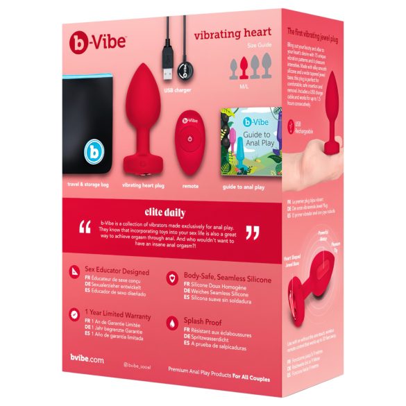 b-vibe heart - Wiederaufladbarer Analvibrator mit Fernbedienung (rot)