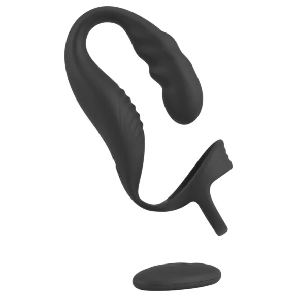 Rebell - Prostata-Vibrator mit Penis- und Hodenring (schwarz)