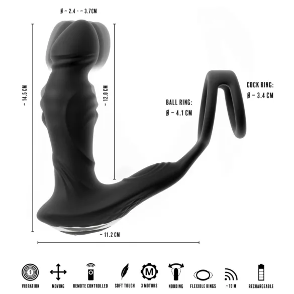 Rebel - Schub-Prostatavibrator (schwarz)