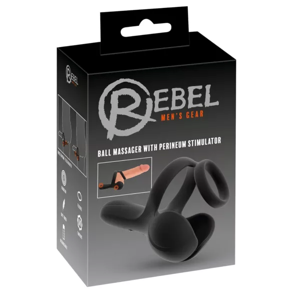 Rebel - vibrierender Hoden- und Dammstimulator Penisring (schwarz)