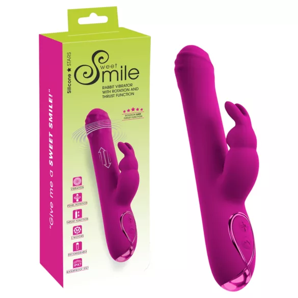 Sweet Smile - Schub-, Rotationsvibrator mit Klitorisstimulator (rosa)