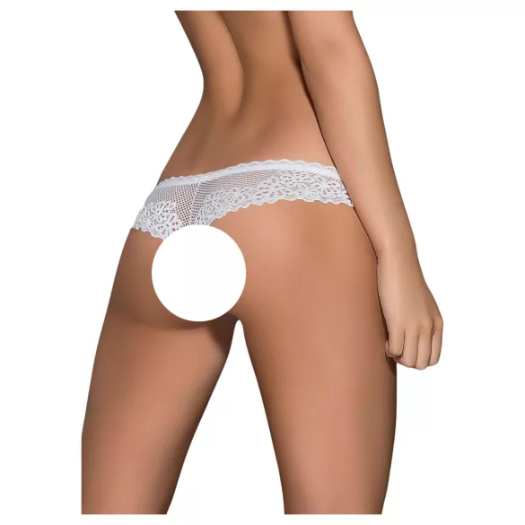 Obsessive Alabastra - Blumen Tanga mit Schleife - Weiß - L/XL