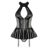 Obsessive - Korsett und String im Lack-Look (schwarz) - L/XL