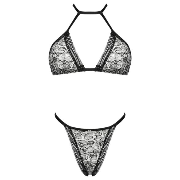 Obsessive Xenita - Transparenter BH-Set mit Muster (Grau)