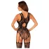 Obsessive - Blumenmuster offener Netz-Overall (schwarz) (S-L)