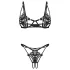 Obsessive Luise - zweiteiliges Dessous-Set mit Tulpenmuster (schwarz) - L/XL