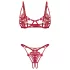 Obsessive Luise - zweiteiliges Dessous-Set mit Tulpenmuster (rot)