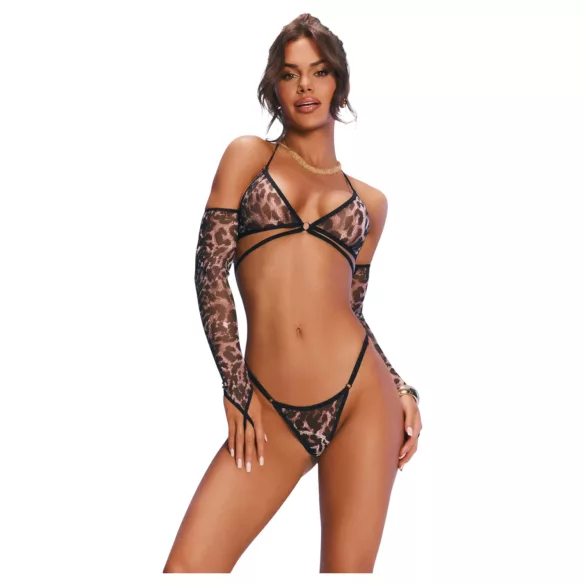 Obsessive Addia - Leopardenmuster-Netz-Set