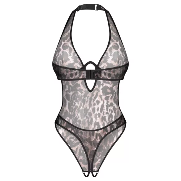 Obsessive Addia - Leopardenmuster-Body mit offenem Schritt