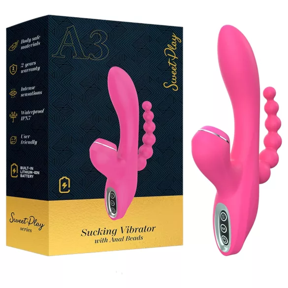 Erospace Sweet Play - G-Punkt-Vibrator mit Analsonde und Saugfunktion (rosa)