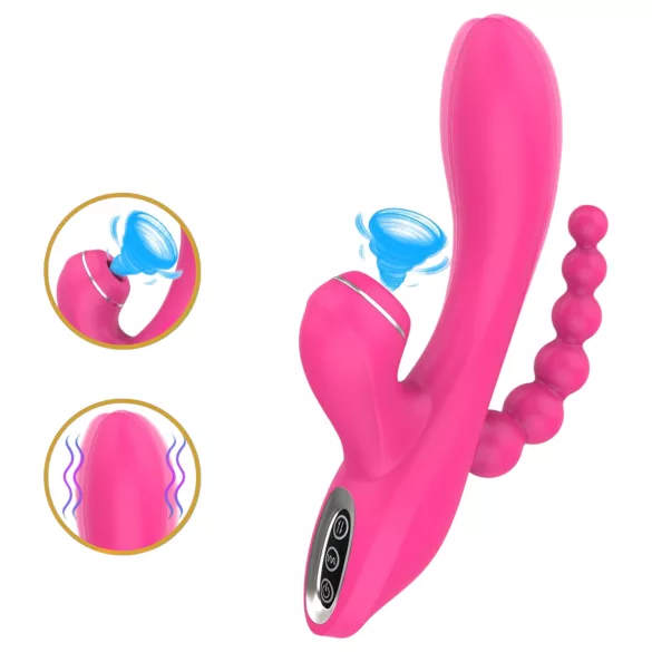 Erospace Sweet Play - G-Punkt-Vibrator mit Analsonde und Saugfunktion (rosa)