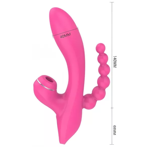 Erospace Sweet Play - G-Punkt-Vibrator mit Analsonde und Saugfunktion (rosa)