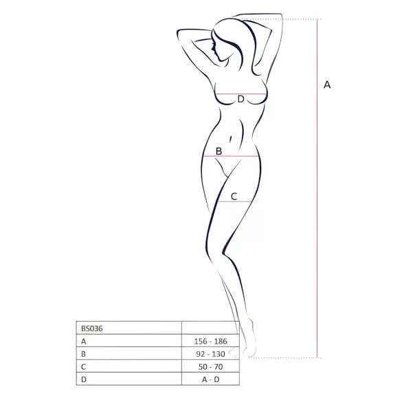 Passion BS036 - Rosé, offener Catsuit (weiß) - S-L