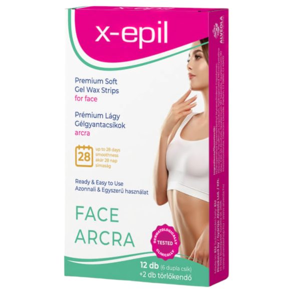 X-Epil - gebrauchsfertige Premium-Gelwachsstreifen (12 Stk.) - für das Gesicht