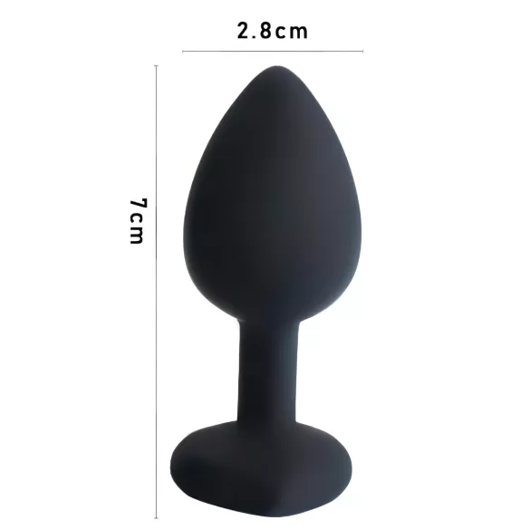 Sunfo - Silikon Analplug mit herzförmigem blauem Stein (schwarz)
