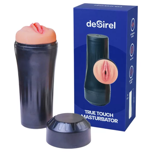 Desirel True Touch - realistische vibrierende Liebesvagina (natur-schwarz)