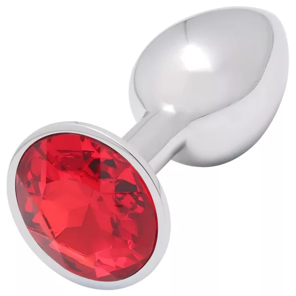 Sunfo - Metall Anal Plug mit rotem Stein (Silber)