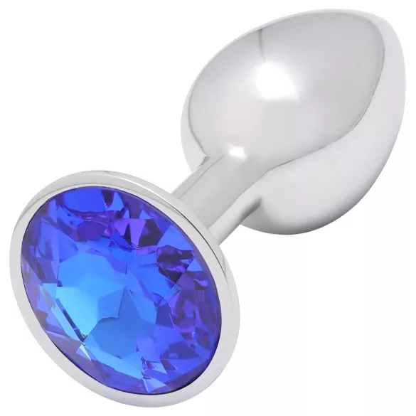 Sunfo - Metall Analplug mit blauem Edelstein (Silber)