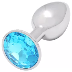 Sunfo - Metall Anal Plug mit hellblauem Stein (Silber)