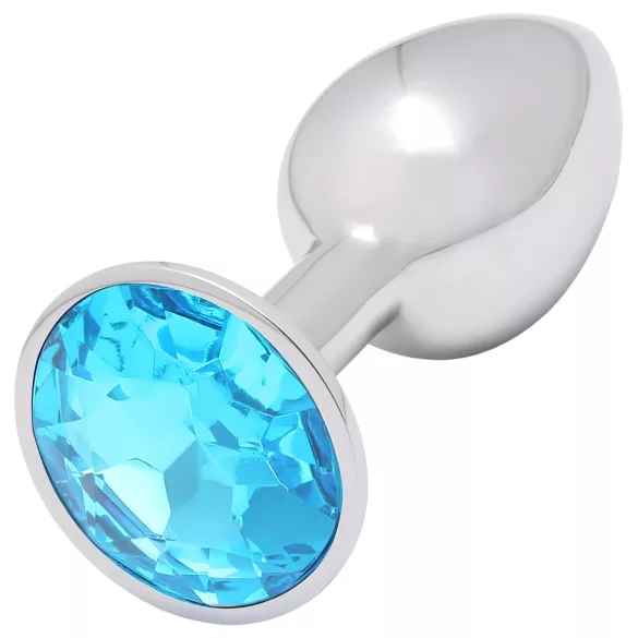 Sunfo - Metall Anal Plug mit hellblauem Stein (Silber)
