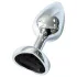 Sunfo - Metall Analplug mit herzförmigem schwarzen Stein (Silber)