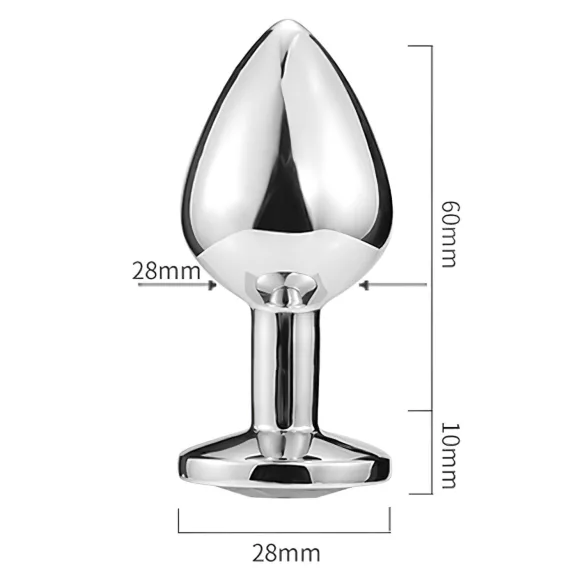 Sunfo - Metall Analplug mit herzförmigem schwarzen Stein (Silber)