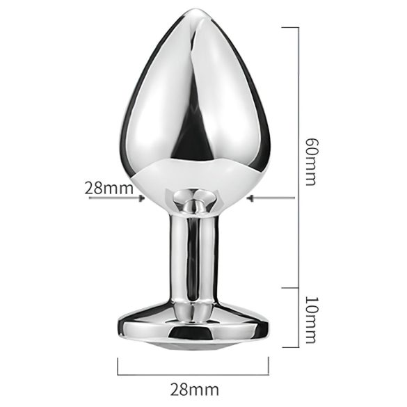 Sunfo - Metall Anal Plug mit herzförmigem goldenem Kristall (Silber)