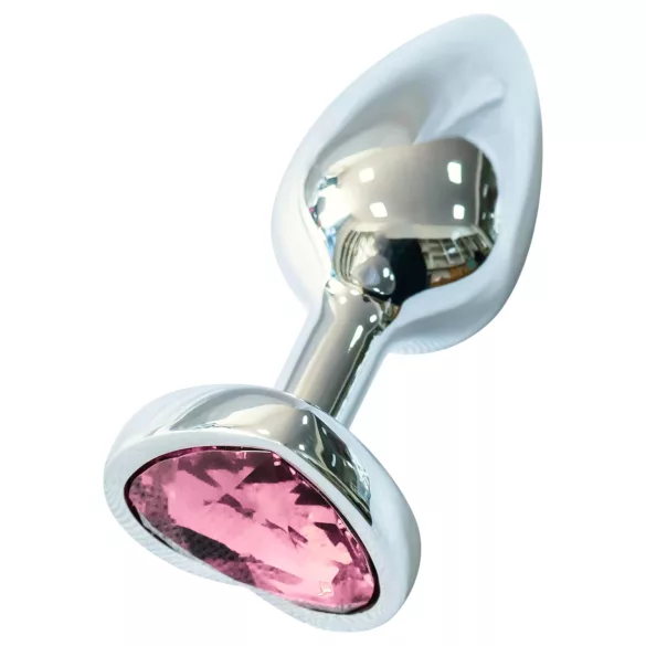 Sunfo - Metall-Analplug mit herzförmigem rosa Stein (silber)