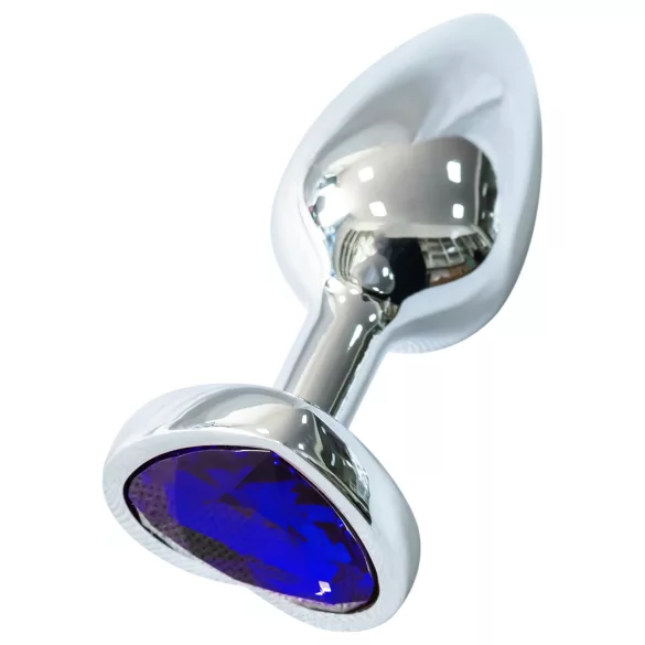 Sunfo - Metall-Analplug mit herzförmigem, dunkelviolettem Stein (silberfarben)