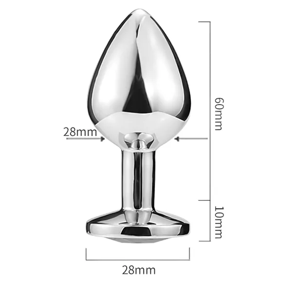 Sunfo - Metall-Analplug mit herzförmigem, dunkelviolettem Stein (silberfarben)