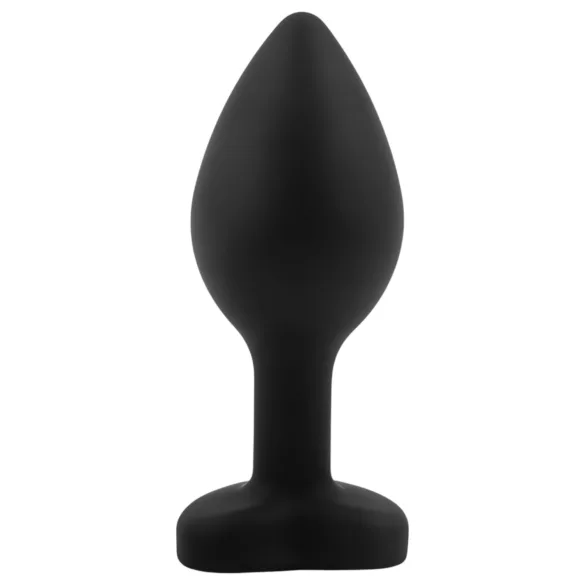 Sunfo - Silikon Analplug mit herzförmigem rosa Stein (schwarz)