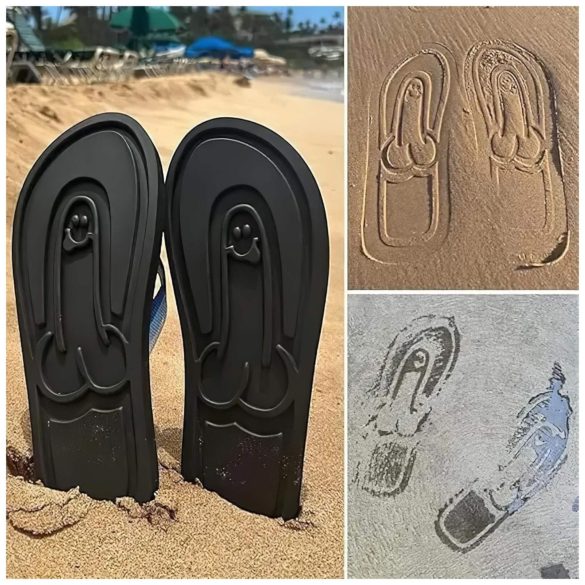 Flip-Flops mit Penis-Muster - Schwarz - 44/45