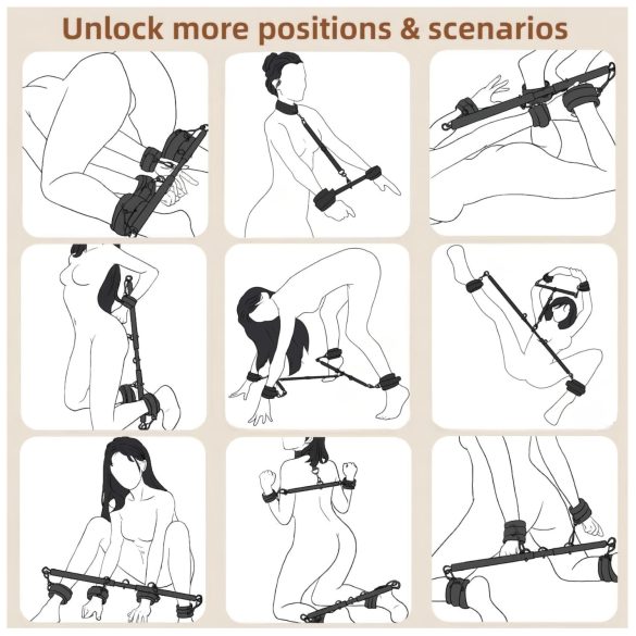 Lonely - Verstellbare Spreizstange & Fesseln (schwarz)