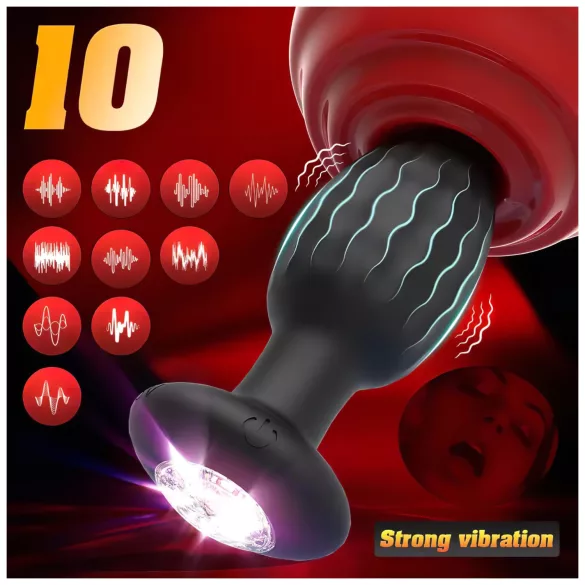 Desirel - Vibrations-Analplug mit farbwechselnder LED-Beleuchtung - app-gesteuert, 10 Vibrationsmodi (schwarz)