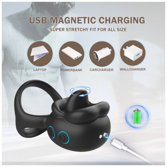 Biu-Biu - Penisring und klitorale Vibratorlecker (schwarz)