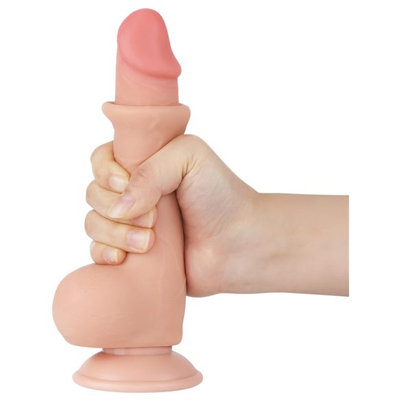 Lovetoy Sliding-Skin - Saugnapf-Dildo zweilagig - 19,5cm (Natur)
