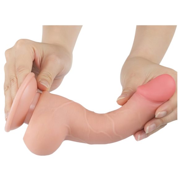 Lovetoy Sliding-Skin - Saugnapf-Dildo zweilagig - 19,5cm (Natur)