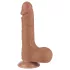 Lovetoy Sliding-Skin - zweischichtiger Dildo mit Hoden - 19,5 cm (dunkel natur)