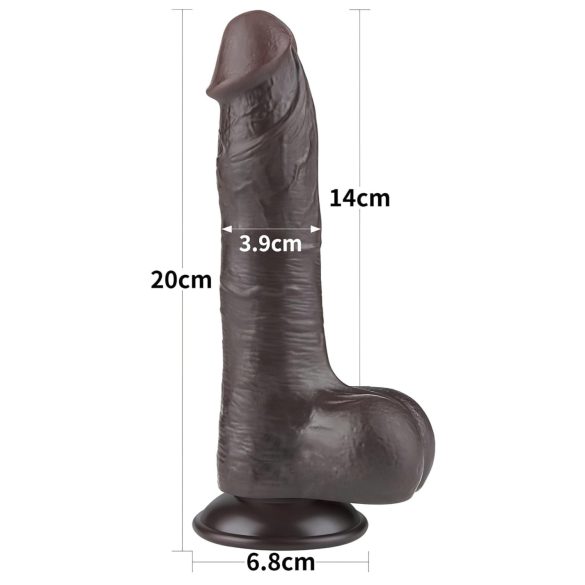 Lovetoy Sliding-Skin - zweischichtiger Dildo mit Hoden - 20cm (braun)