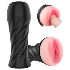   Sex HD Marcus - lebensechte Kunstvagina in Hülle (schwarz-hautfarben)