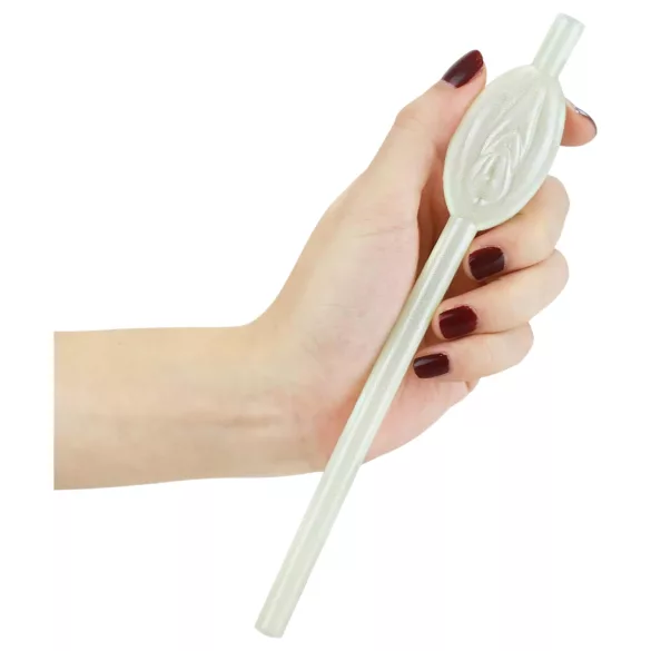 Lovetoy - Leuchtender Strohhalm mit Vagina (weiß)