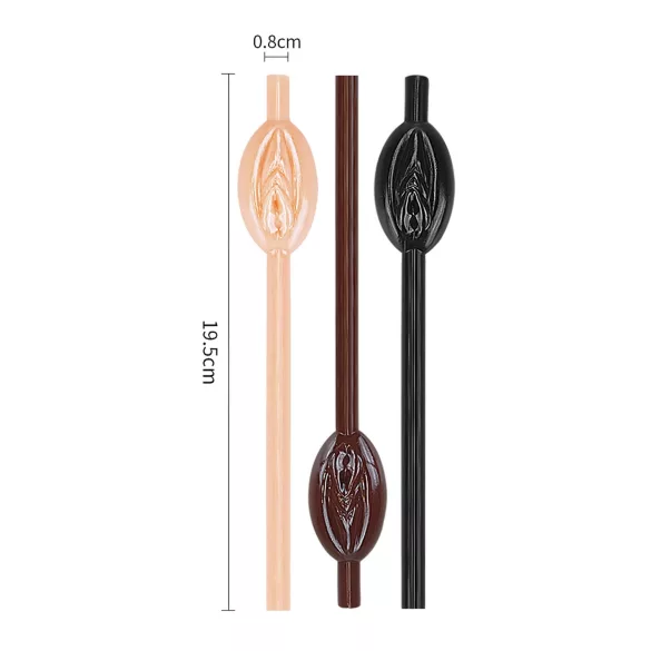 Lovetoy - Vagina Strohhalm (natur-braun-schwarz)